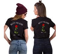 Best Friends Matching T-Shirts BFF Shirts for 2 Set White BFF Tees Birthday Gift 1 PC (Black, S)