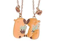Best Friends Necklace for 2, Cartoon Capybara with Heart BFF Jewelry Friendship Gifts for Women Soul Sisters, M, Zinc, Cubic Zirconia