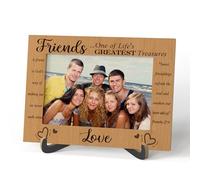 Best Friends Photo Frame - Friends One of Life's Greatest Treasures Wooden Tabletop Photo Frame with Stand - Bible Verse Picture Frame - Birthday Christmas Gifts for Friend Soul Sister Bestie -A11