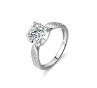 Best Friends Rings, Anillos para Mujer with 1ct Round Shape Moissanite Silver 18K White Gold Size R 1/2