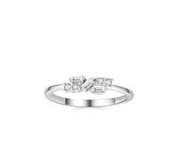 Best Friends Rings, Lab Diamond Ring Eternity Band Geometric Silver with Rectangular Shape Lab Created Diamond Pt950 Size R 1/2