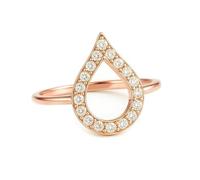 Best Friends Rings, Rose Gold Rings Knuckles 14K Water Drop with Diamond Size R 1/2