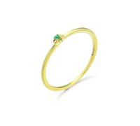 Best Friends Rings, Yellow Gold Ring Thick 14K Thin Simple Flower Solitaire Emerald Size N 1/2