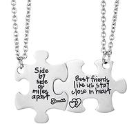 Best Friends Side By Side or Miles Apart Best Friend Necklaces Set Heart For Teen Bff Friendship NecklacesDurability
