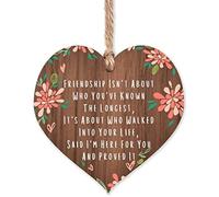 Best Friends Wooden Hanging Heart, Sentimental Inspirational Friendship Gift for Women and Girls, Cheer Up Present for Her