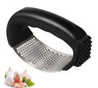 Best Garlic Crusher - Easy to Use Stainless Steel Garlic Crusher and Mincer Chopper - Garlic Press Rocker with Bottle Opener - Heavy Duty Garlic Presser - Durable Ginger Crusher (Black)