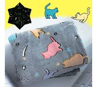 Best Gift Glow in The Dark Cute Cat Throw Blankets with Storage Bag, Kids Blanket Soft Throw Blankets for Girls Boys, Birthday, Day Care Home Travel Use,50"x60" Grey
