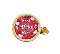 Best Girlfriend Ever Gold Plated Domed Lapel Pin Badge (L) in Bag