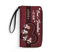 Best Grandma Ever Personalized Leather Long Wallet with Family Name and Child Photo Print Custom Grandma Name Bifold Wallet Gift For Grandma From Grandkids Grandma's Sweethearts Custom Women's Gift