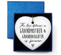 Best Grandma Gifts from Granddaughter, The Love Between A Grandmother and Granddaughter is Forever, Ornament Keepsake Sign Heart Plaque Gift for Grandma, Birthday Christmas for Grandma