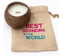 Best Grandma in The World - Coconut Bowl Candle - Toasted Coconut Scented - Soy Wax - Hand Poured - Gift Present