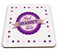 Best Granny Ever Novelty Glossy Mug Coaster - Pink/Purple