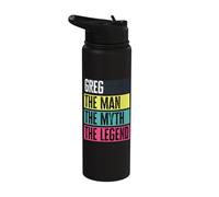 Best Greg Retro Name Funny Man Myth Legend Quote Stainless Steel Insulated Water Bottle