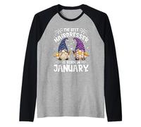 Best Hairdresser Gnome for Funny Barber Who Born in January Raglan Baseball Tee