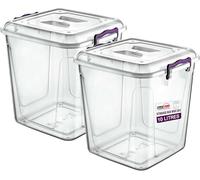 Best House 10 Litres Deep Clear Storage Box Container with Lid Square and Handles, Stackable Organizer Bin for Home, Kitchen, Garage, and Store Cloths, Boots, Toys, Food, and Accessories (Pack of 2)