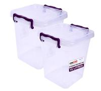 Best House 15 Litres Deep Clear Storage Box Container with Lid Square and Handles, Stackable Organizer Bin for Home, Kitchen, Garage, and Store Cloths, Boots, Toys, Food, and Accessories (Pack of 2)