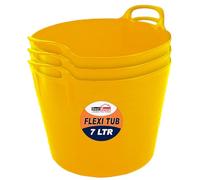 Best House | 3 Pcs of Flexi Tub with Handles | Small Size | Mini | 7 Litres | Yellow | Garden Tubs | Plastic Storage Container for Home, Washing, Garden Waste and DIY Projects