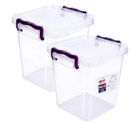 Best House 5 Litres Deep Clear Storage Box Container with Lid Square and Handles, Stackable Organizer Bin for Home, Kitchen, Garage, and Store Cloths, Boots, Toys, Food, and Accessories (Pack of 2)