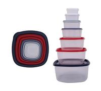 Best House | 7 in 1 Food Storage Containers Set | Square | Multicolor | 7 in 1 | With Lids | Bowls | Space Saving Nesting Design | BPA Free | Microwave Freezer & Dishwasher Safe - Set of 7 Pcs