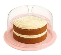 Best House Another Fine Product BH | Plastic Cake Cover with Dome Lids | Portable Round Container | Pink | Cake Box with Plastic Cover | Storage for Cakes, Pies & Pastries - 25 cm x 10 cm (Pack of 1)