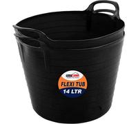 Best House Bh 14L Flexi Tub With Handles - Black, Pack Of 2, Garden Tubs, Plastic Storage Container For Home, Washing, And Garden Waste