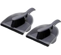 Best House Bh 2 Pcs Dustpan & Brush Set Soft Grip Household Cleaning Rubber Lip For Easy Pick Up Portable Ergonomic Home & Office Use (Grey)