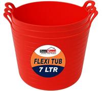 Best House Bh 7L Flexi Tub With Handles - Red, Pack Of 3, Garden Tubs, Plastic Storage Container For Home, Washing, And Garden Waste