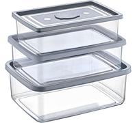 Best House Bh Food Storage Box Set Of 3 - 750Ml + 1000Ml + 1500Ml, Rectangle Plastic Containers Set - Bpa Free Microwave & Dishwasher Safe