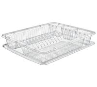 Best House Dish Drainer Rack Clear Super Luxury Large Plastic Dish Drainer Rack with Drip Tray and Cutlery Holder, Cutlery Rack Kitchen Sink Utensil (Transparent, Pack of 1)