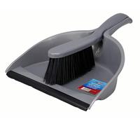 Best House | Dustpan and Brush Set | Plastic | Grey | 1 Set | Soft Grip | Household Cleaning | Rubber Lip for Easy Pick up | Portable Ergonomic | TPR | Home and Office Use