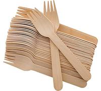 Best House EcoWise 100% Natural, Biodegradable Compostable, Eco-Friendly Wooden Fork Made from Sustainable Wood for Christmas, Parties, BBQ, Picnic, Birthdays & Wedding (Pack of 100)