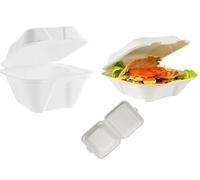 Best House EcoWise 6 Inch 100% Natural, Biodegradable, Compostable, Ecofriendly, Bagasse Sugarcane fiber Burger Box for Sandwich, Burger, Cake, Dessert (Pack of 50)