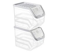 Best House | Food Storage Container with Lids | Cereal Grain Rice Bean | GREY | 11 Litres | 2 Pcs | Stackable | BPA Free | Kitchen & Pantry Organization (Pack of 2)
