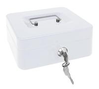 Best House | Metal Coin Box | Petty Cash Box Supplied with 2 Keys | 10 Inch | WHITE | Pack of 1 | Lockable Portable with Removable Change Tray for Home, Office, and Events