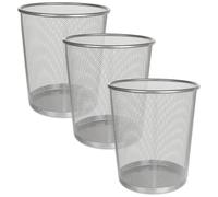 Best House | Metal Mesh Bin | Round | GRAY | Pack of 3 | Waste Paper Bin | Metal Wire Waste Basket Trash Can, Lightweight and Sturdy Rubbish Bin, Ideal for Kitchen Home Office Living Room Bedroom