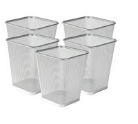 Best House | Metal Mesh Bins | Square | 9 Litres | Gray | Pack of 5 | Metal Wire Waste Basket Bin | Paper Bin | Lightweight and Sturdy Rubbish Bin | Ideal for Kitchen Home Office Living Room Bedroom