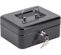 Best House | Metal Money Coin Box with 2 Keys | Petty Cash Box | 8 Inch | BLACK | Pack of 1 | Lockable Portable with Removable Change Tray for Kids Home Office, and Events