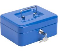 Best House | Metal Money Coin Box with 2 Keys | Petty Cash Box | 8 Inch | BLUE | Pack of 1 | Lockable Portable with Removable Change Tray for Kids Home Office, and Events