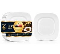 Best House | Opalware Square Dinner Plates | 11.5 Inch (29 cm) | Set of 6 | White | Microwave, Oven & Dishwasher Safe | Scratch Resistant | Modern Dinnerware Plates for Everyday Dining & Serving