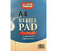 Best House Orion Stationery A4 Refill Pad 112 Pages, Feint Ruled and Margin Pad, Head Bound and Punched 2 Holes, Multipurpose Paper (White, 56 Sheet) Pack of 2