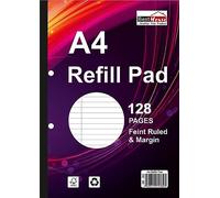 Best House Orion Stationery A4 Refill Pad 128 Pages, Feint Ruled and Margin Pad, Head Bound and Punched 2 Holes, Multipurpose Paper