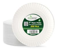 Best House | Paper Plates Round | 7 inch | Pack of 200 | Disposable White Paper Plates | Hot & Cold Foods Use | Eco-Friendly, Biodegradable | Ideal for Birthday, Catering, Takeaway Food, Wedding, BBQ