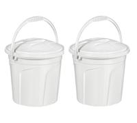 Best House | Plastic Bucket with Lid | 15 Litres | White| 2 Pcs | Carry Handle | Multipurpose Storage for Water Kitchen Garden Cleaning Water Animal Bird Feed - (Pack of 2)