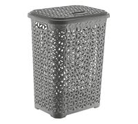 Best House | Plastic Laundry Basket With Lid | 60 Liters | Nordic Grey | 1 Pc | Large | Rattan Style | Clothes Storage Washing Bin Basket Hamper for Bathroom Bedroom (Pack of 1)