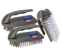 Best House | Plastic Scrubbing Brush | 3 Pcs | Iron Shape | Stiff Nylon Bristles | Durable Hard Synthetic Scrubbing Brush Hand Tools to Clean and Scrub Floors, Carpets, Kitchen, and Bathroom (3-PACK)