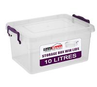Best House Plastic Storage Box Bins with Lids - Pack of 1 - Heavy Duty, Stackable Clear Container Box Use for Home, office, Kitchen, Toys and Goods (10 Litres)