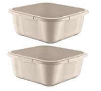 Best House | Plastic Washing up Bowl Basin | Square Kitchen Basin Wash Bowl | 9.6 Litres | CREAM | 2 pcs | Multipurpose Bath Tub/Washing Tub for Kitchen, Bathroom, and Household Use (Pack of 2)
