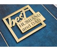 Best Husband and Dad Gold Mirror Acrylic Charm Cake Topper Acrylic Father's Day Cake Topper Decorations ACRYLIC Husband Cake Charm (Silver Mirror Acryl)