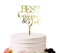 Best Husband & Dad Cake Topper, Acrylic Gold Father's Day Cake Decoration, Men's Birthday Cake Topper Party Supplies for Dad Men (Best husband&dad)