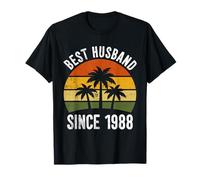 Best Husband Since 1988 Retro Tropical 38 Year Anniversary T-Shirt